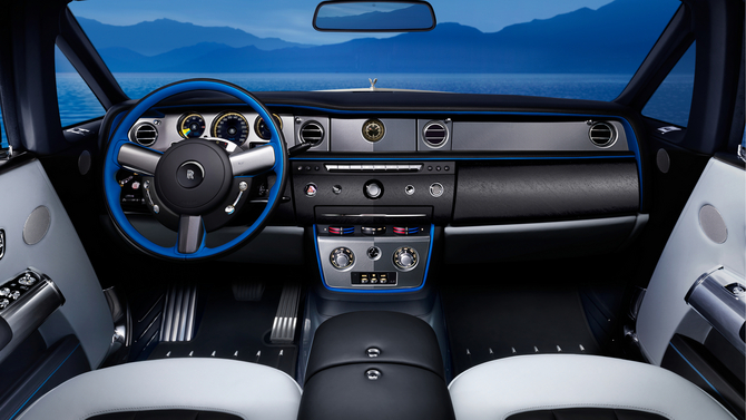 The design also extends to the steering wheel, which features blue accents combined with black leather The design also extends to the steering wheel, which features blue accents combined with black leather