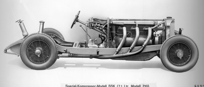 The SSK used a supercharged six-cylinder with 250hp The SSK used a supercharged six-cylinder with 250hp