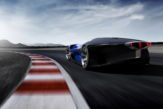Through a sculptural vehicle, elegant and technological Peugeot tried to show their vision for the future of motorspor Through a sculptural vehicle, elegant and technological Peugeot tried to show their vision for the future of motorspor