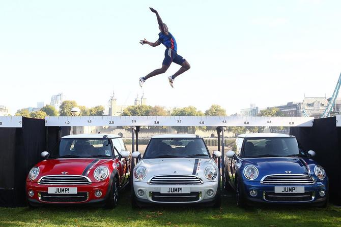 Mini Celebrates London Olympics by Having Long Jumper Leap Over Special Edition Mini Mini Celebrates London Olympics by Having Long Jumper Leap Over Special Edition Mini