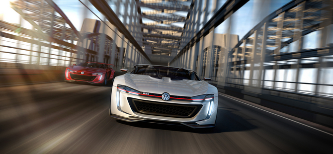 O GTI Roadster Vision Gran Turismo está equipado com um motor 3.0 litros V6 twin-turbo com 503cv e 560Nm de binário concebido virtualmente O GTI Roadster Vision Gran Turismo está equipado com um motor 3.0 litros V6 twin-turbo com 503cv e 560Nm de binário concebido virtualmente