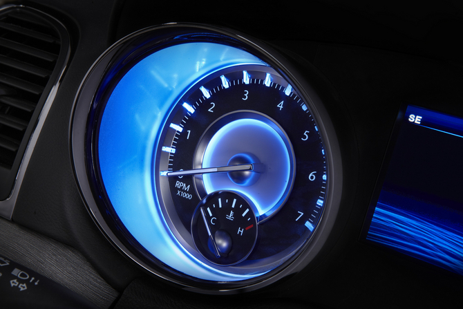 The instruments are also lit with blue LEDs for a soothing appearance The instruments are also lit with blue LEDs for a soothing appearance
