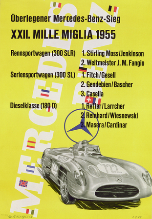 Striling Moss won in 1955 in a 300 SLR Striling Moss won in 1955 in a 300 SLR