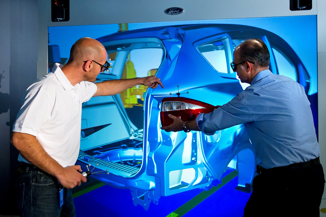The virtual factory allows Ford to simulate everything from what workers will do to complete factories The virtual factory allows Ford to simulate everything from what workers will do to complete factories