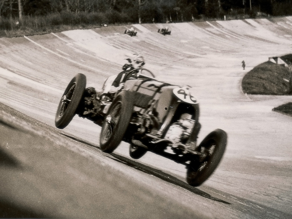 The car was raced around the banked Brooklands circuit by Sir Henry Birkin The car was raced around the banked Brooklands circuit by Sir Henry Birkin