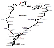 Esta imagem mostra o traçado completo do circuito de Nürburgring desde 1984