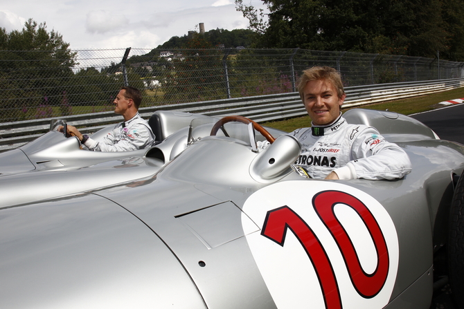 Rosberg and Schumacher also did demonstrations last year at the Nordschleife Rosberg and Schumacher also did demonstrations last year at the Nordschleife