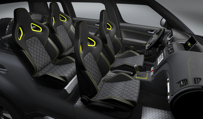 The Yeti Xtreme gets an interior with rally features, including equipment necessary to compete The Yeti Xtreme gets an interior with rally features, including equipment necessary to compete