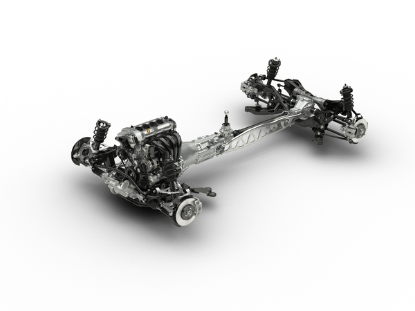 Le nouveau châssis SKYACTIV destiné au MX-5 de quatrième génération. Le nouveau châssis SKYACTIV destiné au MX-5 de quatrième génération.