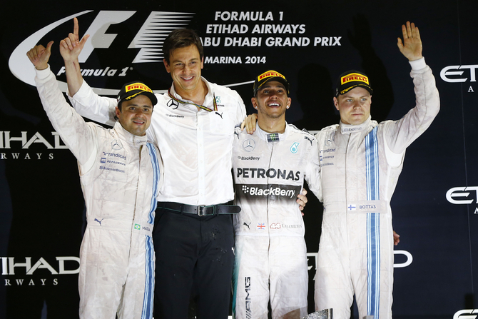 The two Williams completed the podium alongside the new wolrd champion The two Williams completed the podium alongside the new wolrd champion