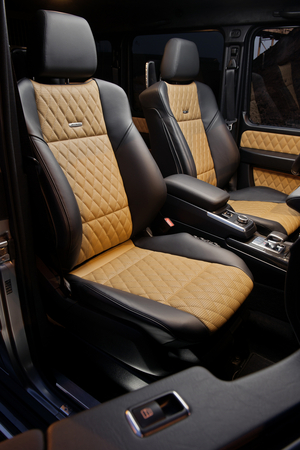 Die Ausstattung mit gestepptem Leder ist Standard beim G65 und optional beim G63 Die Ausstattung mit gestepptem Leder ist Standard beim G65 und optional beim G63