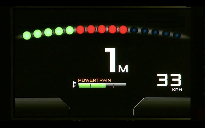 In race mode, you get shift lights and a gear indicator In race mode, you get shift lights and a gear indicator