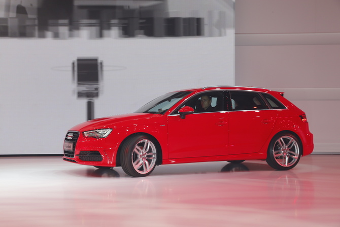 The new Audi A3 at its unveil during the press conference The new Audi A3 at its unveil during the press conference