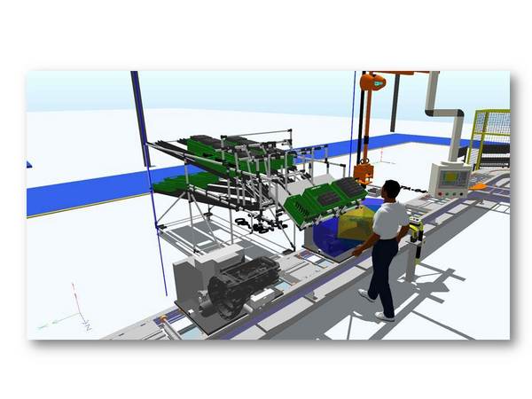 Then, it can position equipment around the factory virtually Then, it can position equipment around the factory virtually