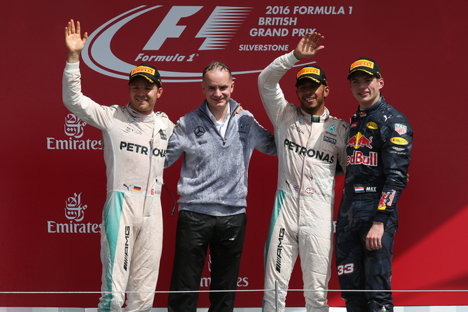 Rosberg and Verstappen finished in second and third place Rosberg and Verstappen finished in second and third place