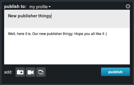 New publisher thingy New publisher thingy