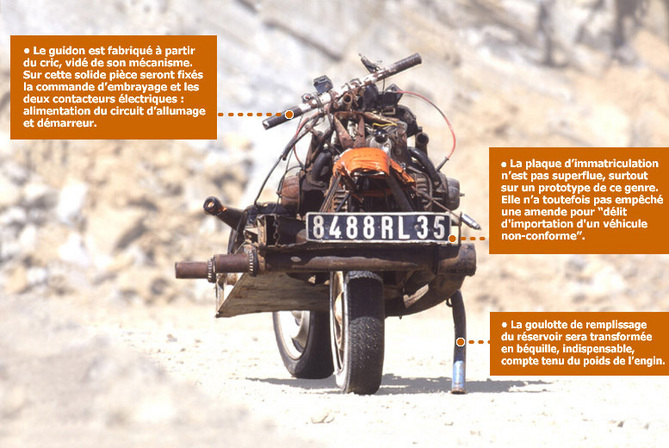 Stranded in the desert, man builds motorcycle from broken 2CV Stranded in the desert, man builds motorcycle from broken 2CV