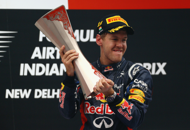 Quarta vitória consecutiva para Vettel no Grande Prémio da Índia Quarta vitória consecutiva para Vettel no Grande Prémio da Índia