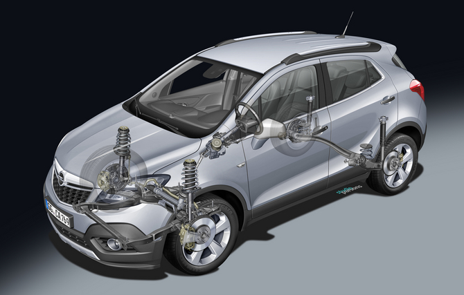 The Mokka has different rear suspensions depending on if it is front- or all-wheel drive The Mokka has different rear suspensions depending on if it is front- or all-wheel drive